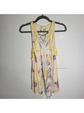 Free People Yellow Colorful Floral Sleeveless Tank Dress Size XS